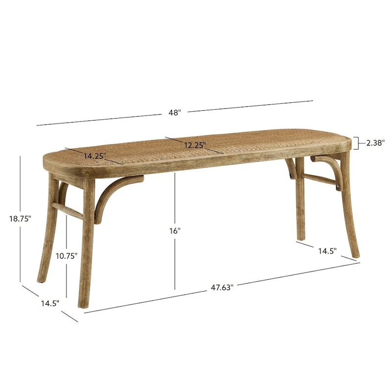 Bernsley Bentwood Rattan Dining Bench