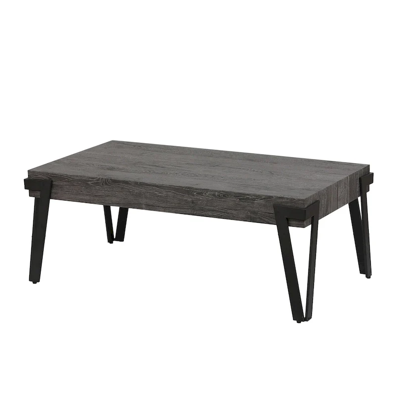 43-inch Industrial Wood and Metal Coffee Table - 17  H x 43.38  W x 24.5  D