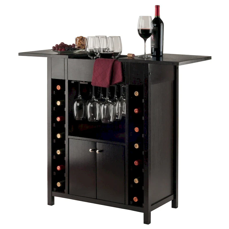 Wine Cabinet, Expandable Top, Espresso - 29.92 x 17.32 x 37.01 inches