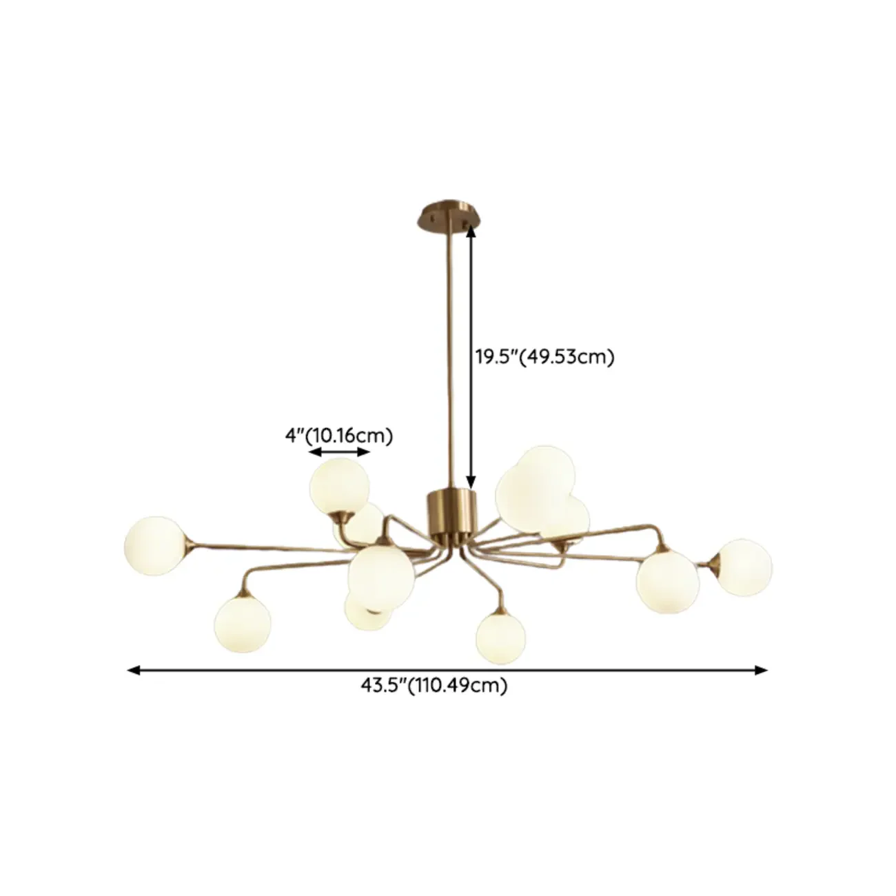 Adjustable Brass Modern Globe Glass Sputnik Chandelier