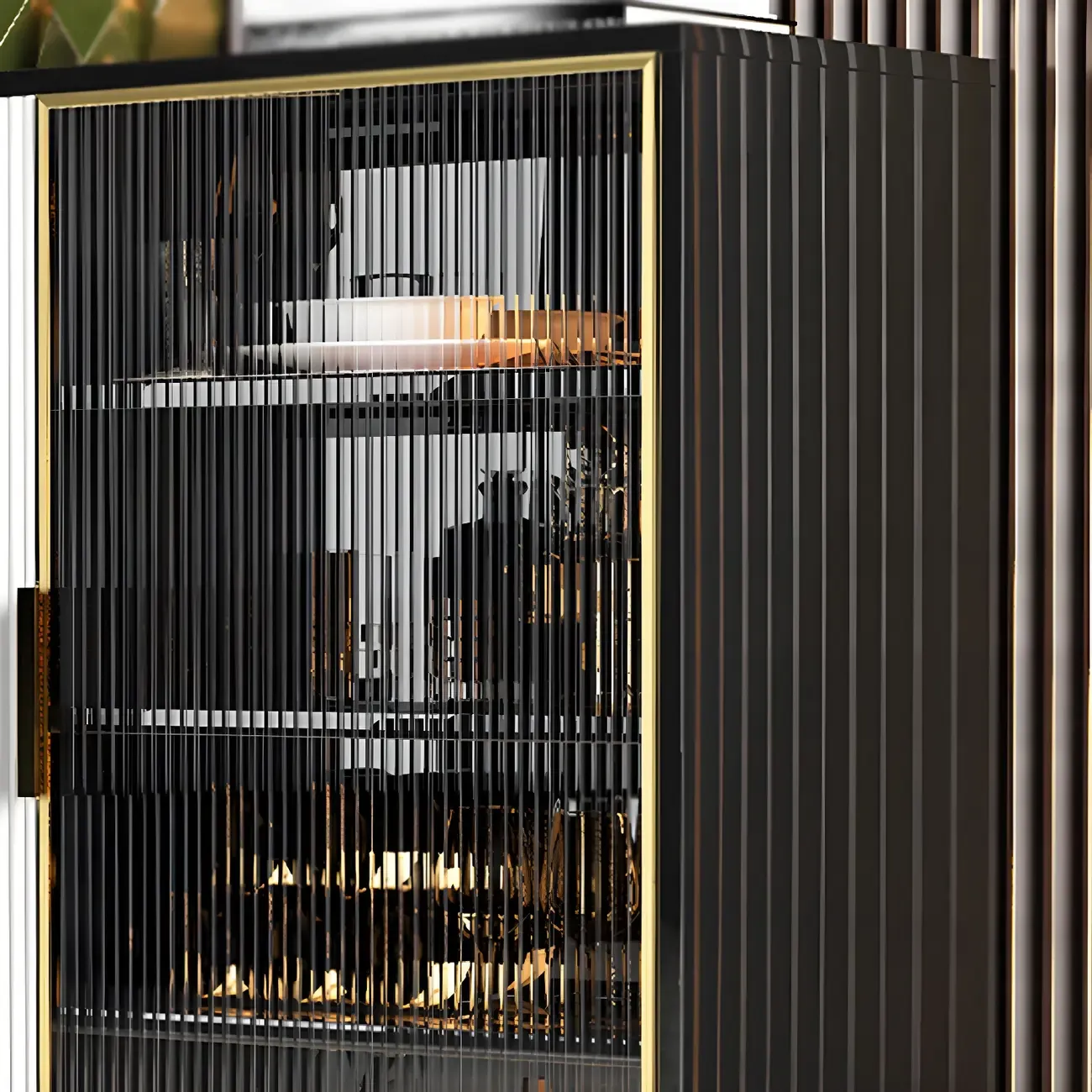 Glam High Gloss Wooden Buffet Sideboard with Cabinets