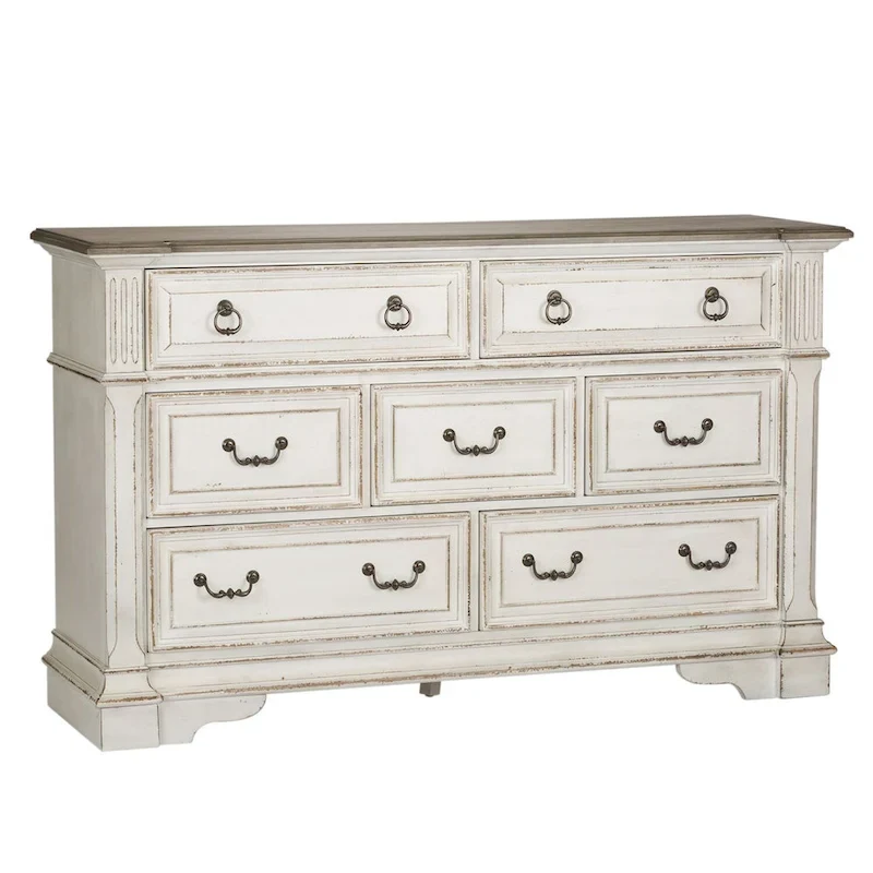 The Gray Barn Abbey Park Weathered Brown & Antique White 7 Drawer Dresser