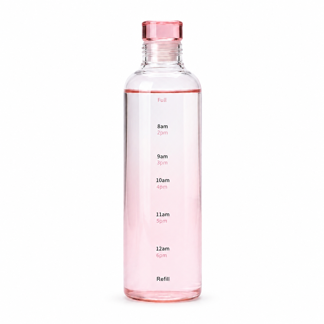 500ML Pink Gradient Time Marker Glass Water Bottle