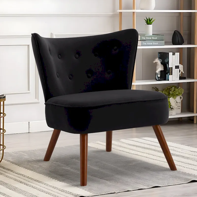 Tufted Velvet Accent Chair Upholstered Living Room Side Chair - 27.6 W x 28 D x 31.3 H