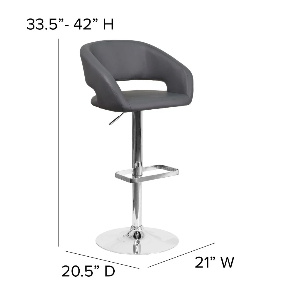 Modern Upholstered Adjustable-Height Barstool with Rounded Back