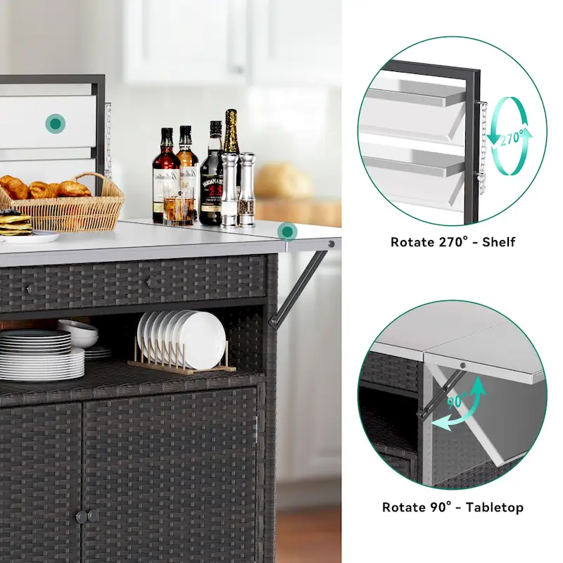 54.3 Wicker Bar Cart