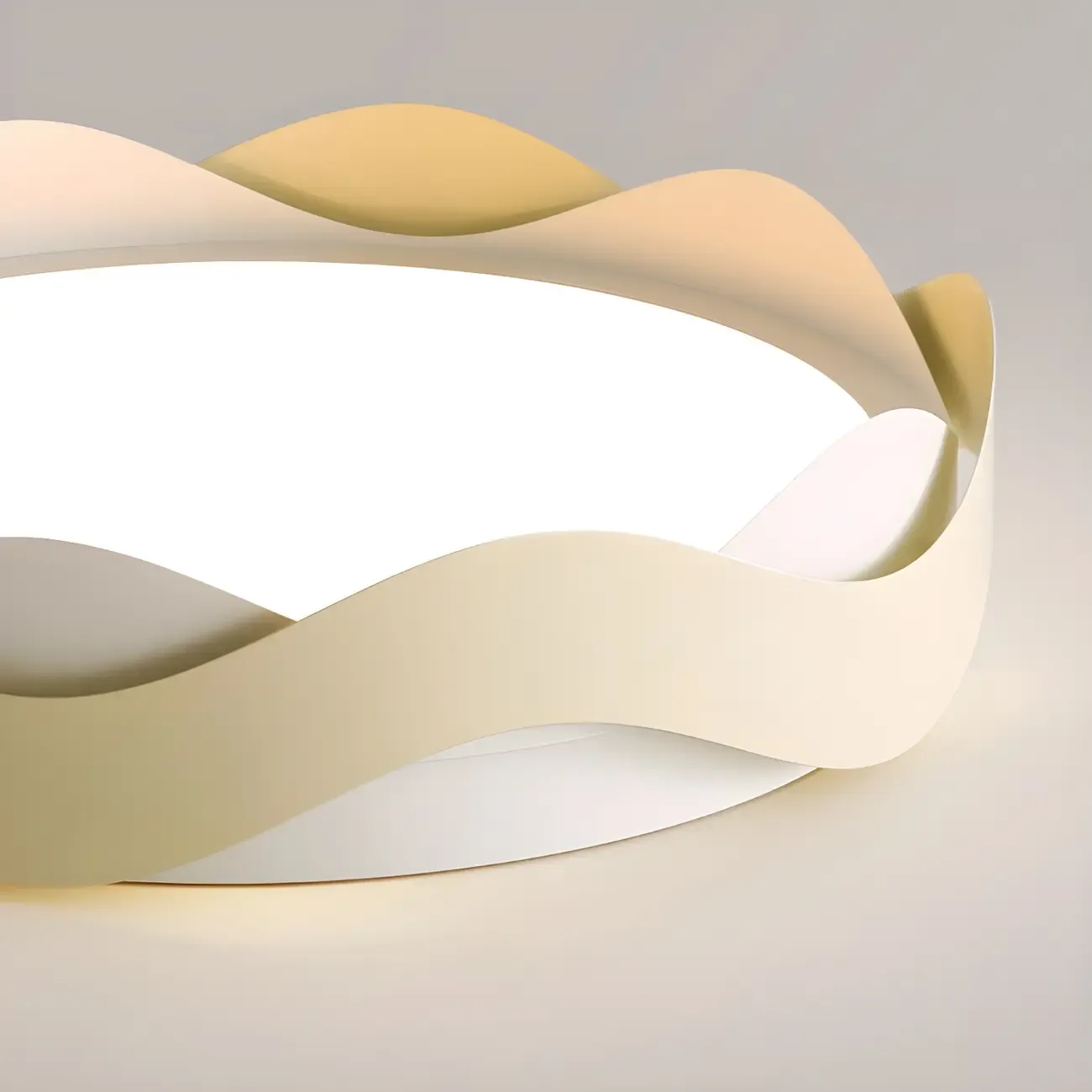 White Art Deco LED 3-Gear Dimming Flush Ceiling Light