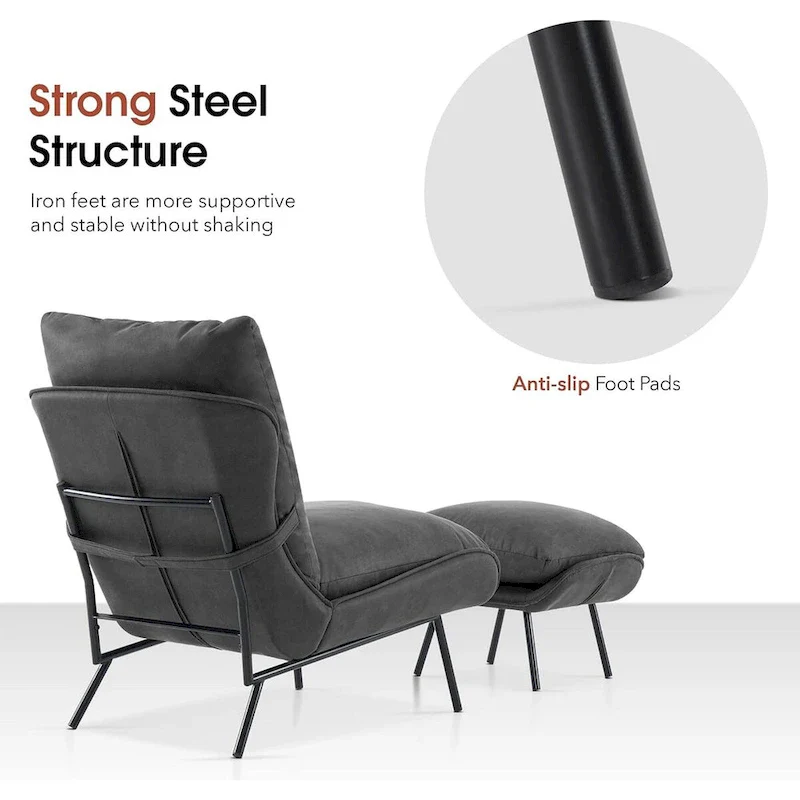 MCombo Set of 2 Accent Chair with Ottoman, Leathaire Fabric LW951