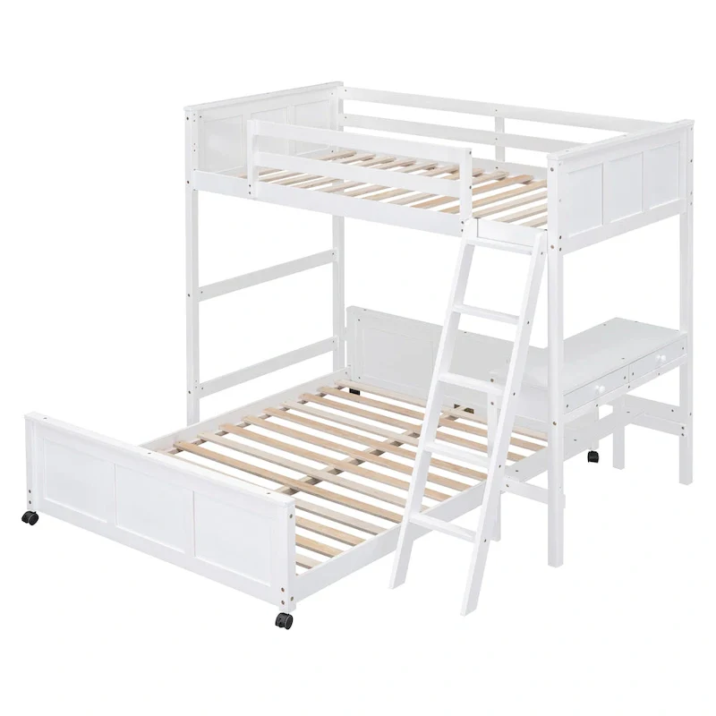 Full Over Full/Twin Over Full Bunk Bed with Desk