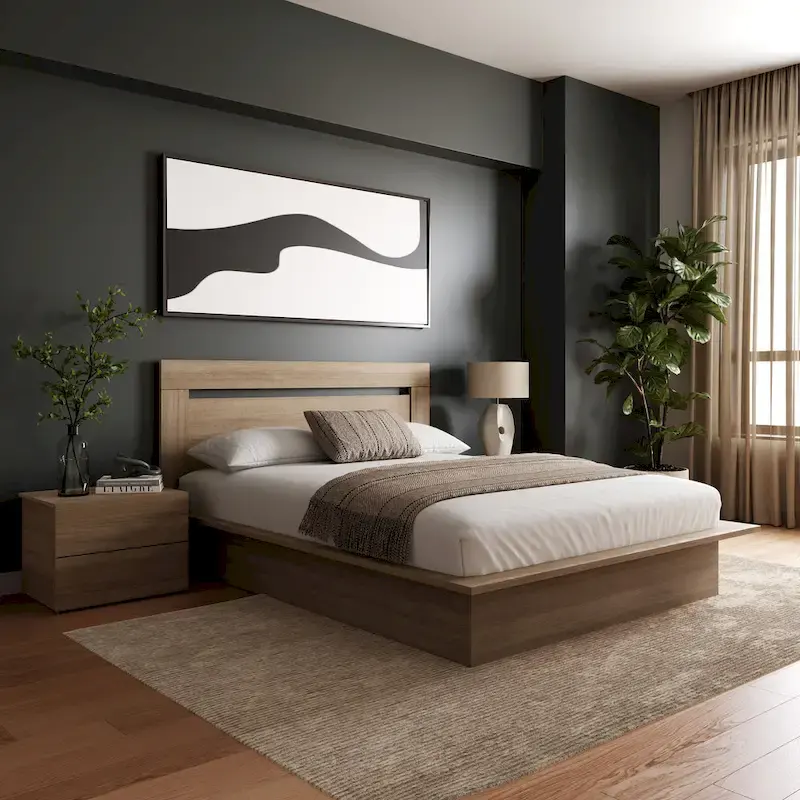 Malibu 4-Piece Bedroom Set with Bed, Headboard, and 2 Nightstands