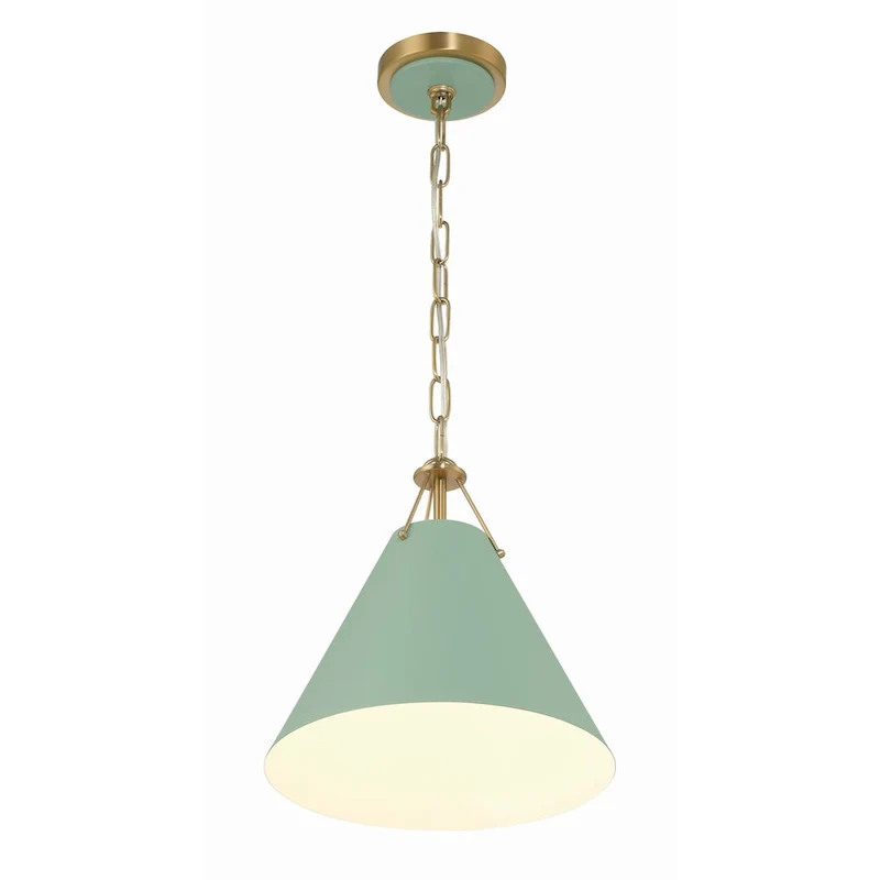 Xavier 1 Light Vibrant Gold and Green Mini Pendant - 12 W x 12 H x 12 D