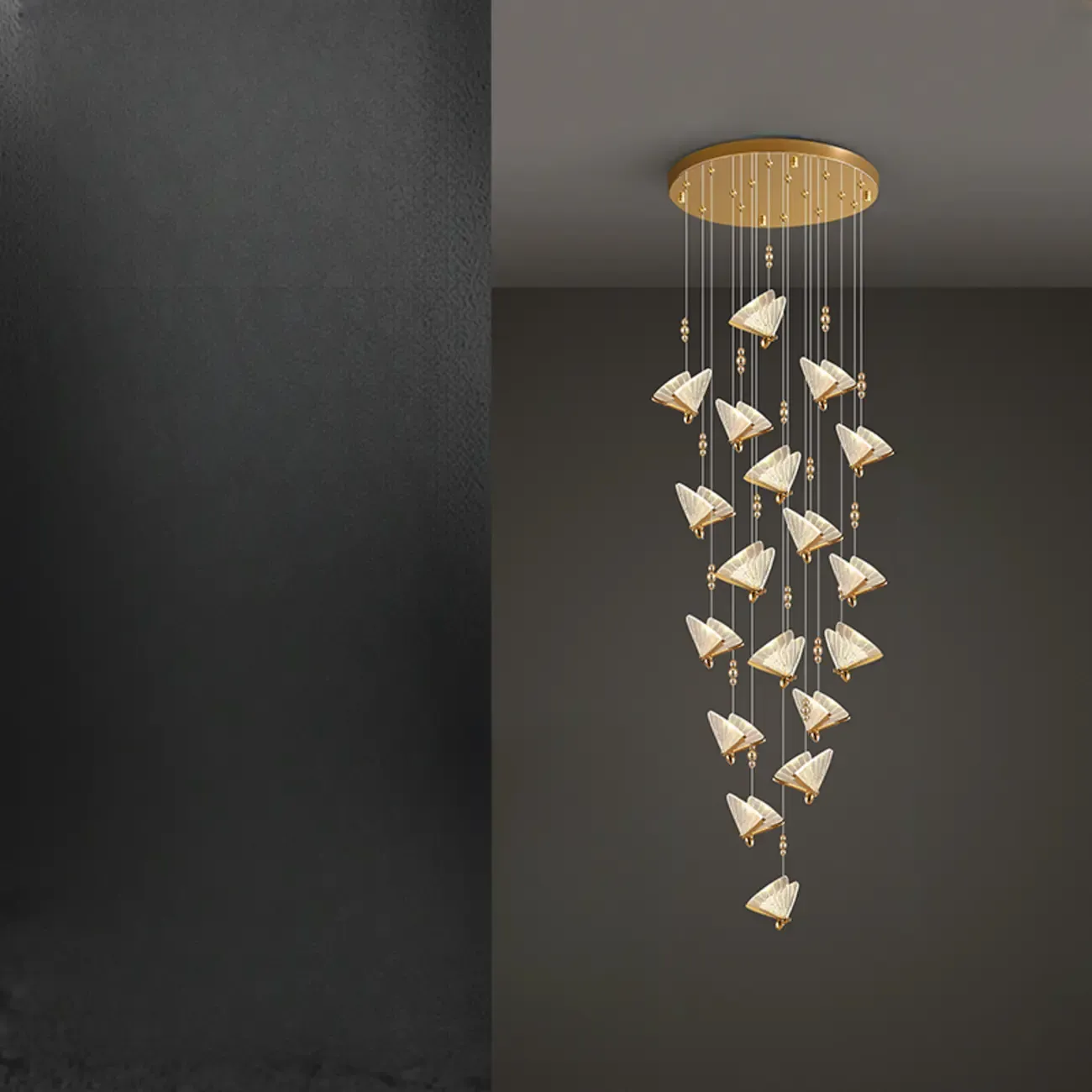 Modern Crystal Linear Butterfly Chandelier Light with Remote