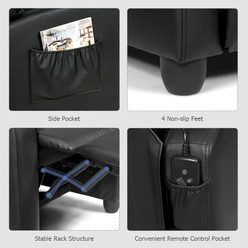 Gymax Massage Recliner Chair Single Sofa Padded Seat w/ Footrest