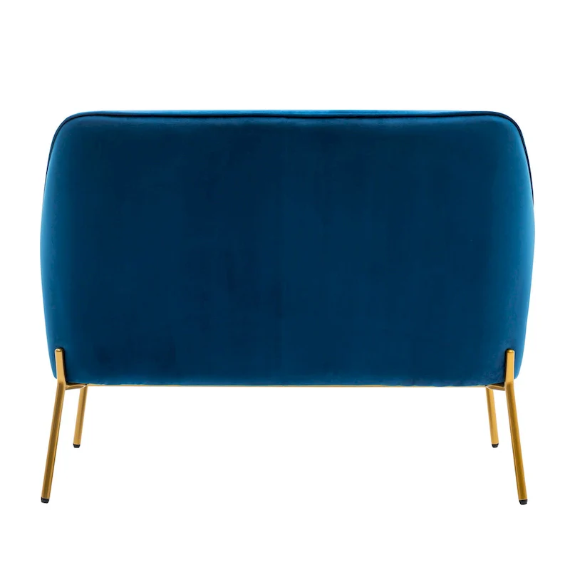 Kyler Loveseat Couch Sofa, Velvet Upholstery, Gold Chrome Legs