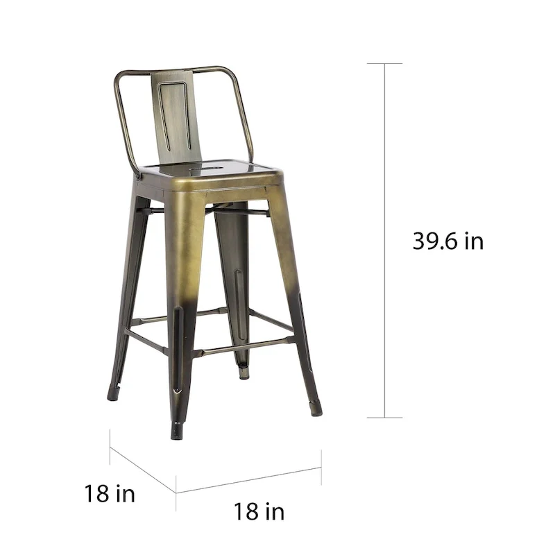 AC Pacific 30 Inch Metal Barstool Set of 2