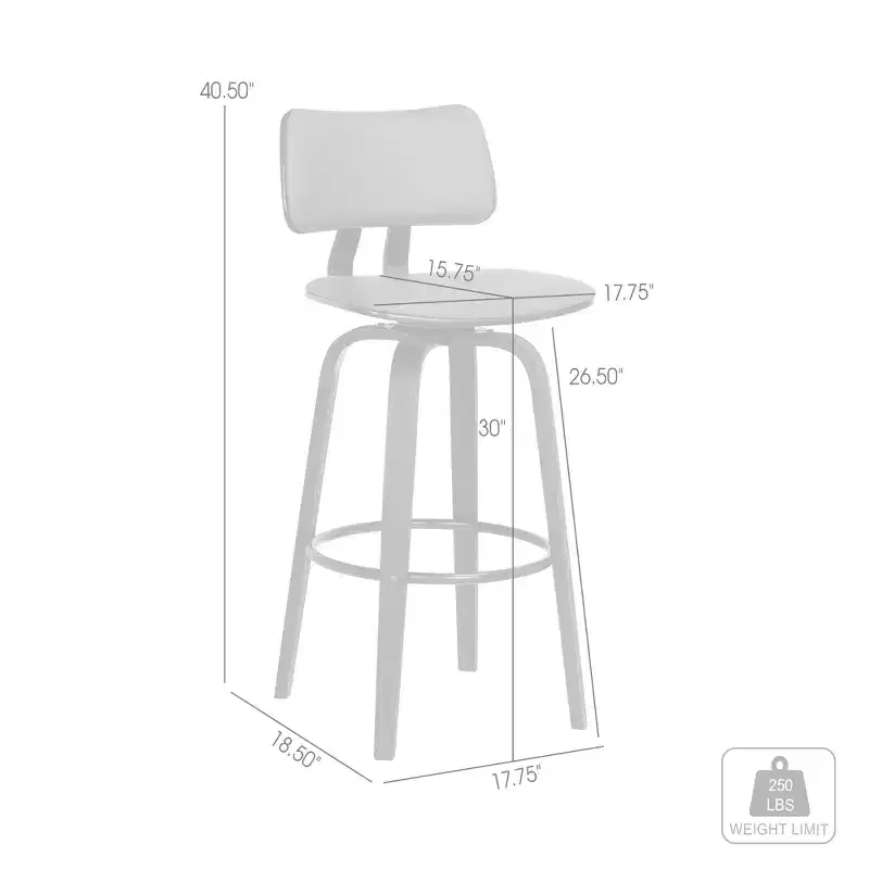 GDFStudio Calder Modern Faux Leather and Wood Swivel Bar Stool