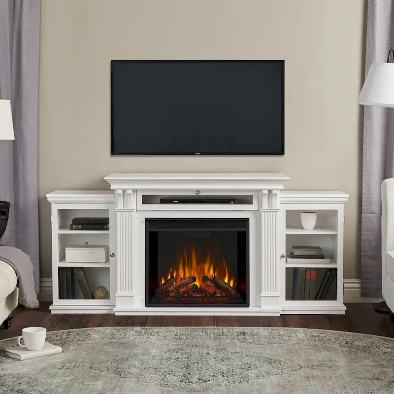 Calie 67 Electric TV Stand Fireplace in White by Real Flame