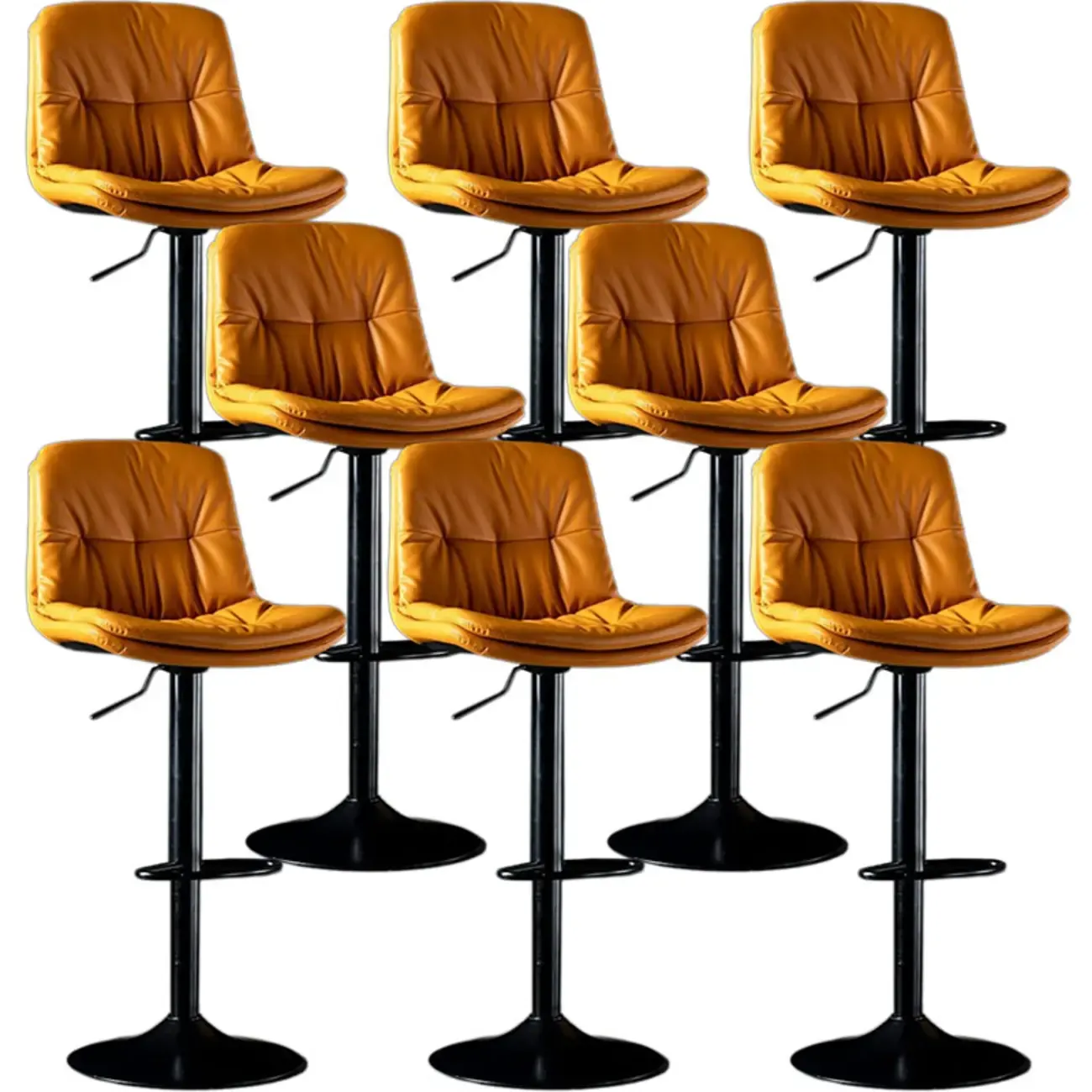 Adjustable Leather Low Back Swivel Bar Stool