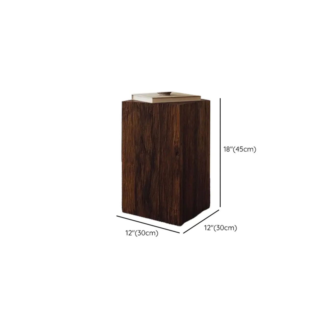 Pillar Rustic Pine Wood Square Accent Side Table