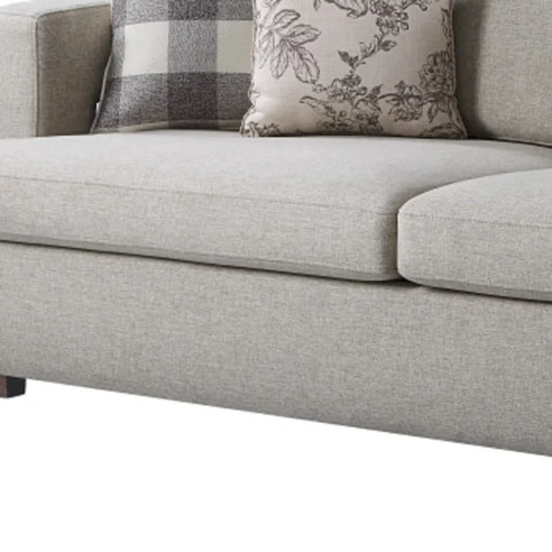 HomeRoots 92 Beige Fabric Sofa And Toss Pillows With Brown Legs - 92