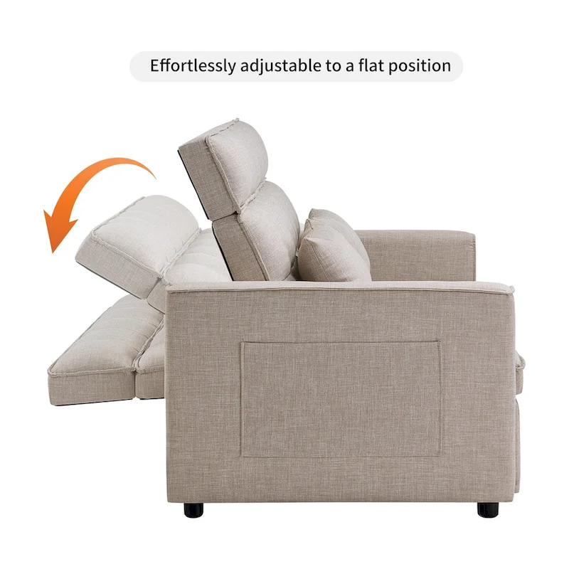 Modern 76.5 Length Pull Out Tufted Convertible Loveseat Upholstery Reclining Sleeper Sofa Bed