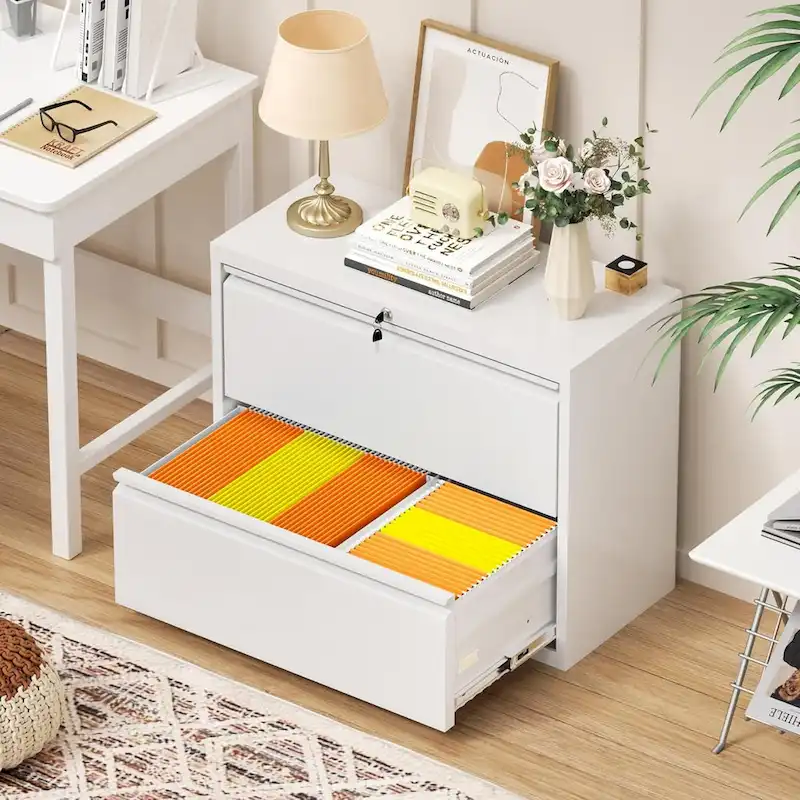 2 Drawer Metal Lateral Filing Cabinet with Lock