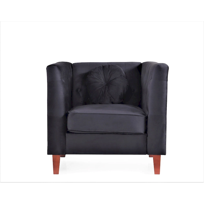 US PRIDE FURNITURE Velvet Classic Chesterfield Chair with Wood legs