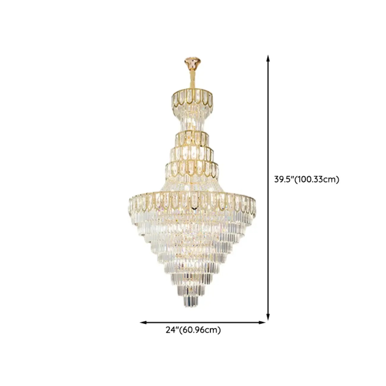 Luxury Adjustable Gold Tiered Crystal High Ceiling Chandelier