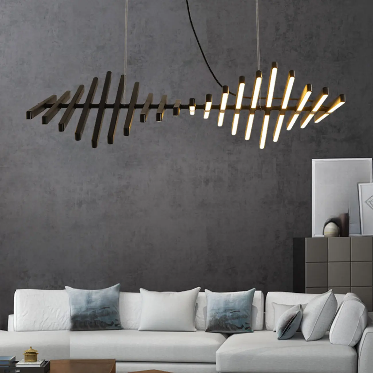 Stylish Linear Acrylic Island Pendant Light in Remote Control