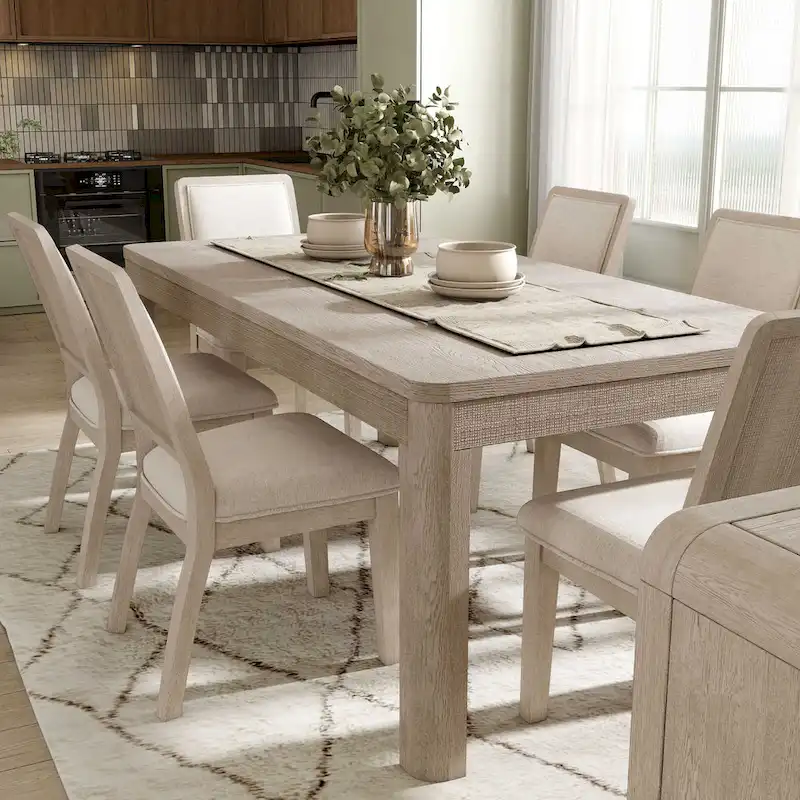 Furniture of America Billet Modern 7-Piece Natural Oak Wood Dining Set