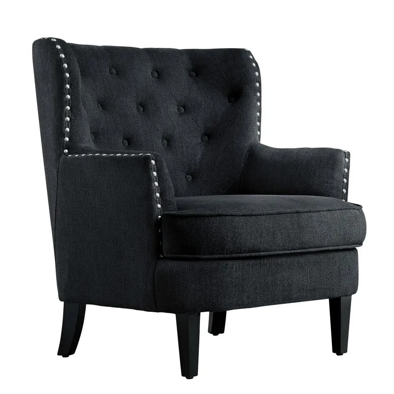 Moser Bay Mignon Velvet / Linen 30 Wide Tufted Wingback Accent Chair