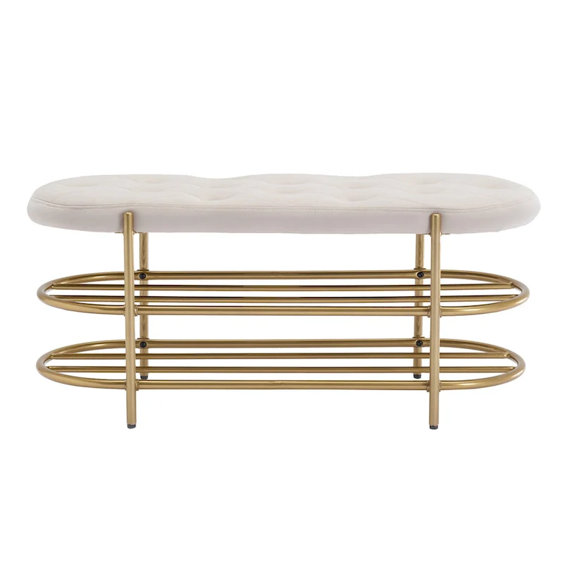 SEYNAR 40 Velvet Upholstered Living Room Bench with Double shoe rack