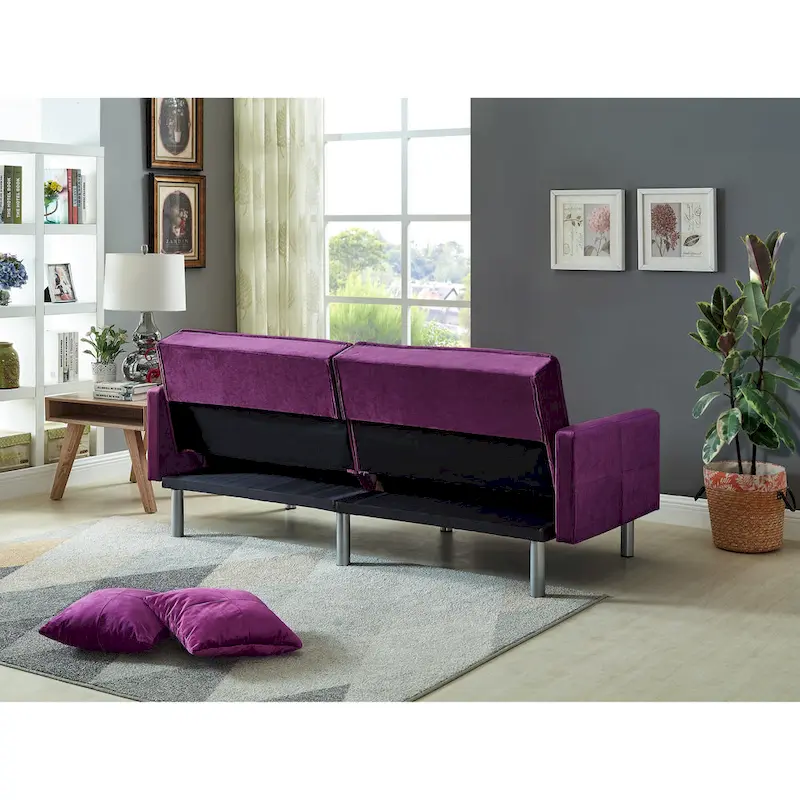 75.6 Lovely Velvet Convertible Sleeper Sofa Bed Futon Love Seats
