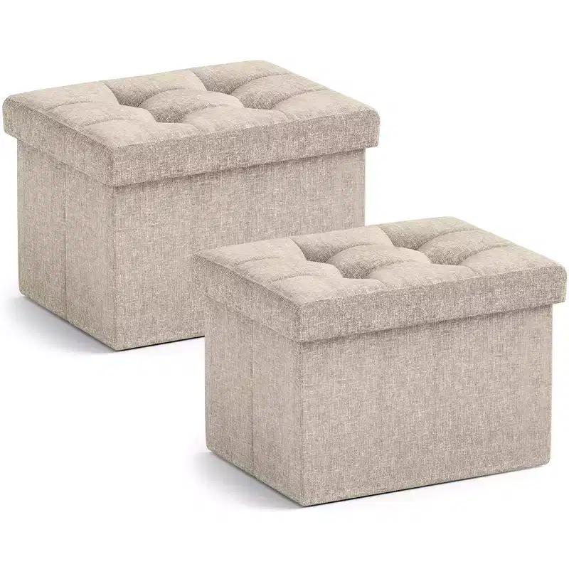 Set of 2 Collapsible Rectangle Small Storage Ottoman - 12 x 16 x 12