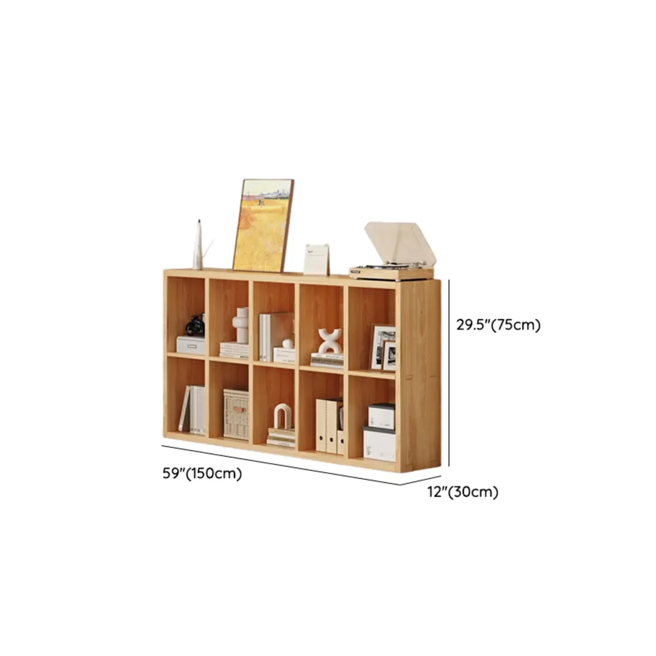 Modern Modular Rectangular Lateral Pine Wood Bookcase