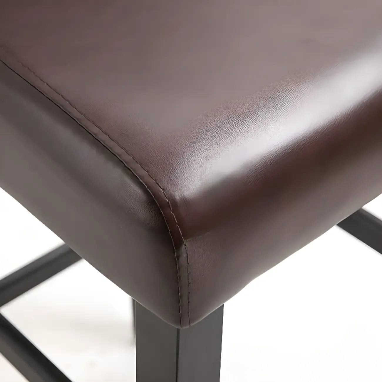 Traditional Wood Leather Upholstered Bar Height Stool