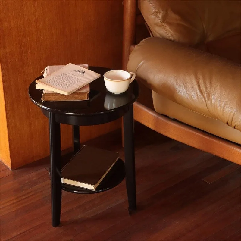 2-Tier End Table Wooden Side Table - 15.35D x 15.35W x 19.69H