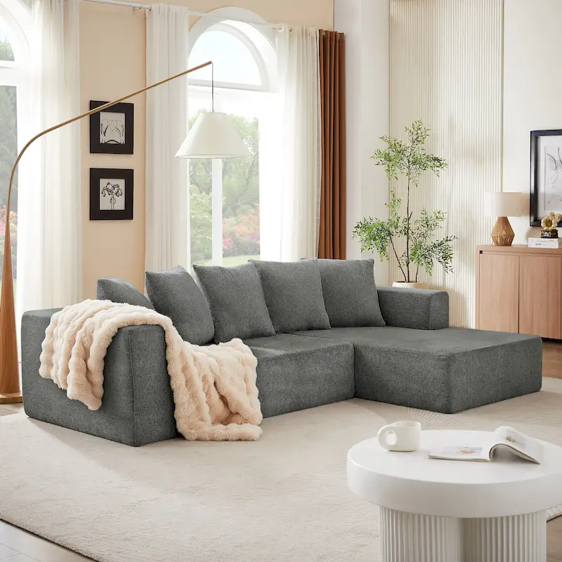 105.2 Cloud Chenille Right L-Shaped Modular Sectional Sofa, 2-Piece Free Combination
