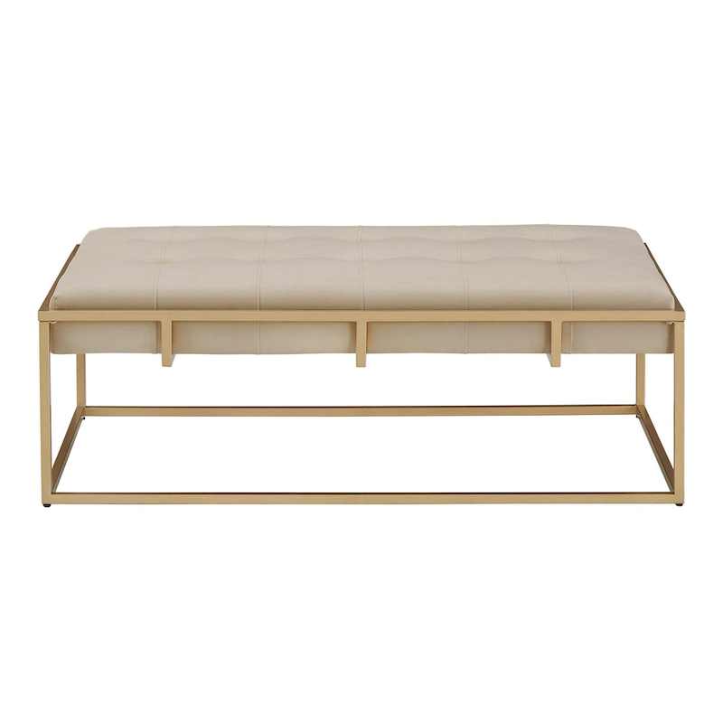 Perdita Gold Finish Velvet Rectangular Tufted Ottoman by iNSPIRE Q Bold