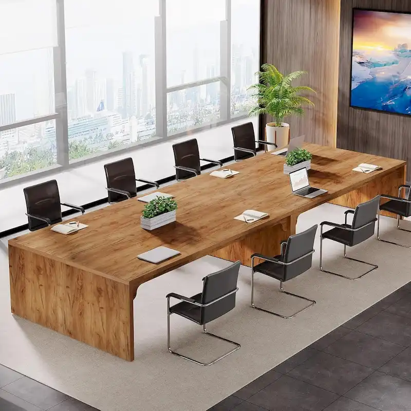 Brown Wood 13FT Rectangular Conference Table