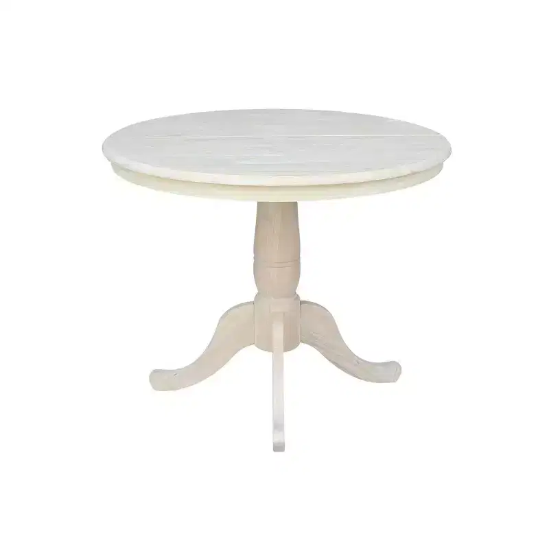 36 Round Top Pedestal Dining Table with 12 Drop Leaf - International Concepts