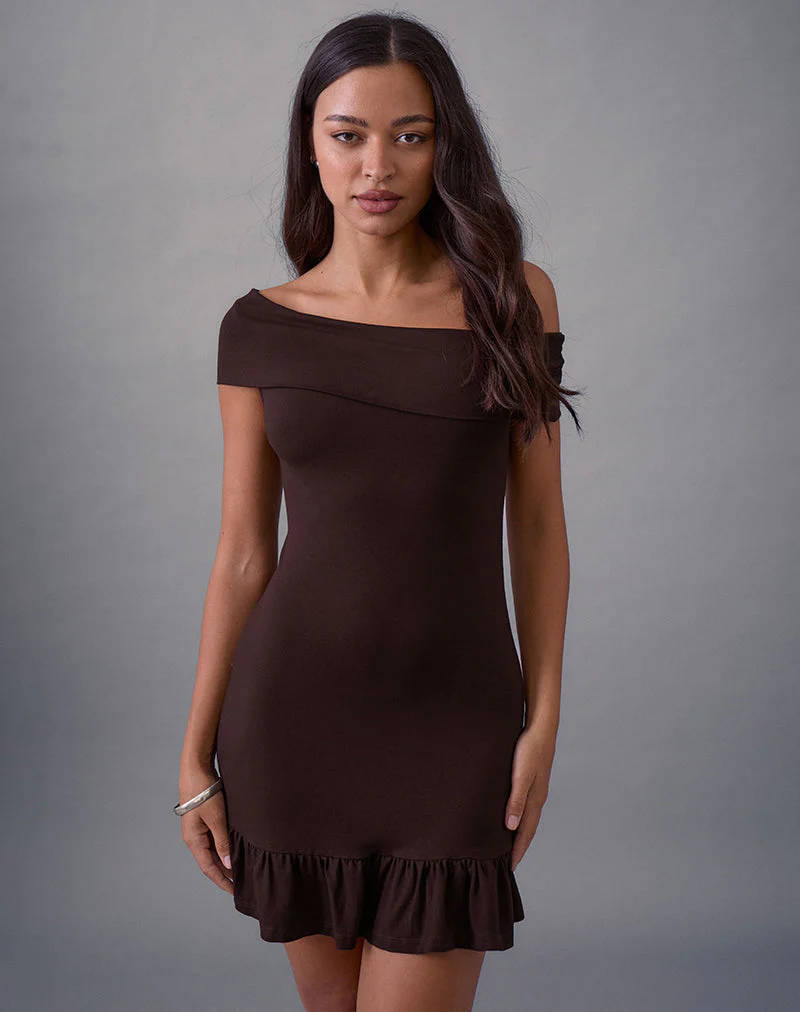 Maufa Mini Dress in Jersey Bitter Chocolate
