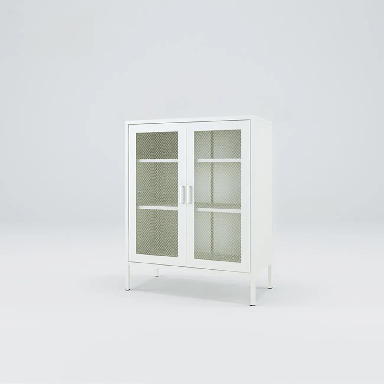 Trendy Simple 3-Tier White Steel Mesh Storage Cabinet