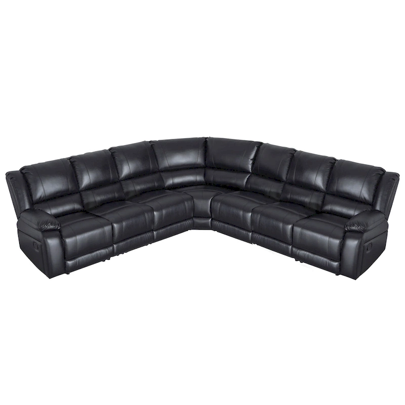 129 W 7-Seat Faux Leather Manual Recliner Large Sectional Reclining Sofa