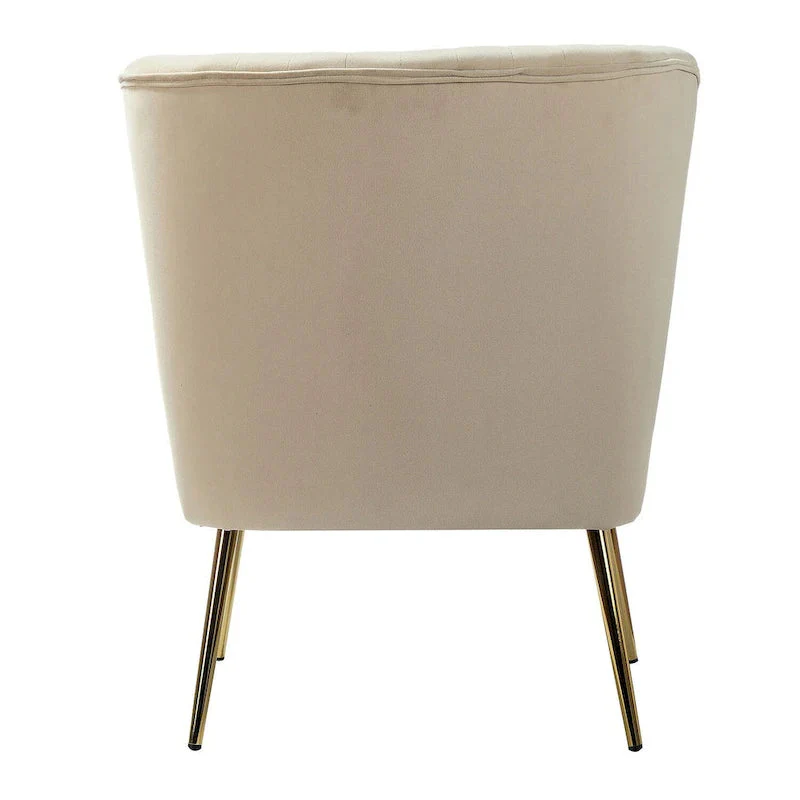 Monica Living Room Armless Accent Comfy Chair with Tufted Back and Metal Legs by HULALA HOME