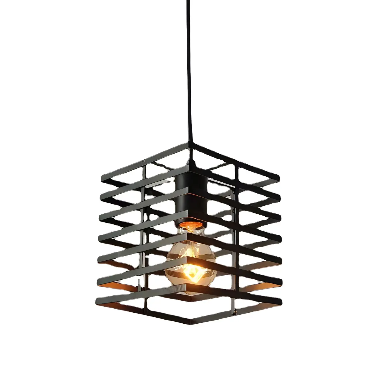Industrial Black 3-Light Lantern Pendant Light