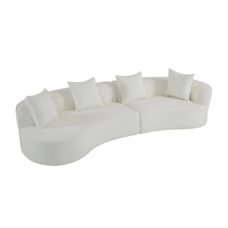 Beige Curved Sectional Sofa - 5 Seater