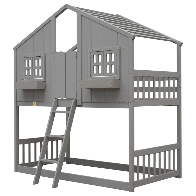 win over Twin House Bunk Bed with Roof