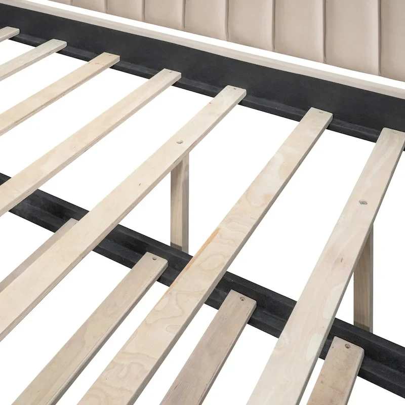 Full Velvet Daybed with Trundle & Wood Slats