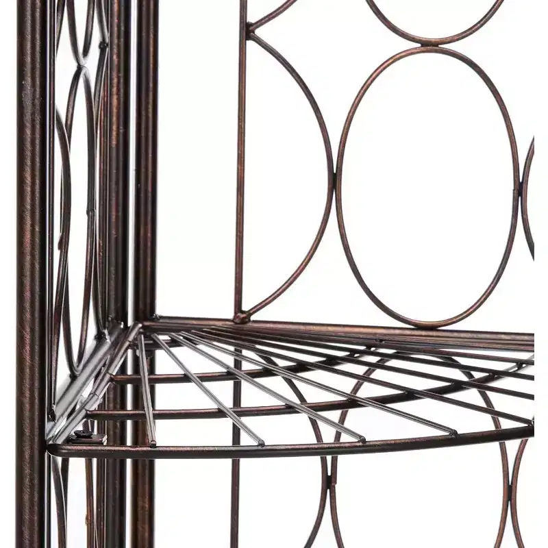 Kings Brand Furniture Brushed Copper Metal 5 Tier Shelf Corner Rack Unit